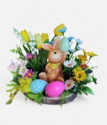 Stroik wielkanocny wiosenny na stół zajączek wystrój prezent 26 cm.