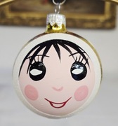 Bombka choinkowa buźka malowana lala 1 szt retro styl prl 