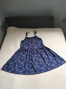 Granatowa sukienka na ramiączkach w muszli i rozgwiazdy bawełniana