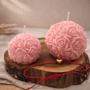 Zestaw świec ozdobnych KULE RÓŻE + bransoletka z serduszkiem