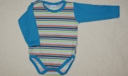 Bawełniane body z długim rękawem rozmiar 68 turkus paski 