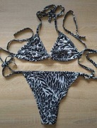 Strój kąpielowy zebra czarno-biały kostium bikini wzór zwierzęcy S/M