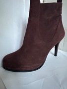 Hogl Nowe bordowe zamszowe botki na szpilce R. 38