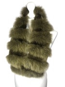 Szal, kołnierz z naturalnego futra lisa i królika Luxuri, zielony