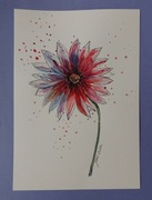 Obrazek z kolorowym kwiatem- akwarela