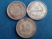Kostaryka Straits Setllements Urugwaj 10 centavos  10 cents