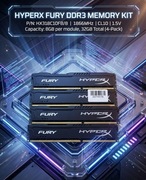 32GB (4x8GB) Kingston HyperX Fury DDR3 1866MHz CL10 – Zestaw 4 szt.