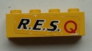 Lego 3010pb040 Klocek 1 x 4 z napisem „RES” „Q” (naklejka) 6479