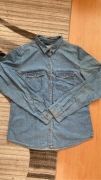 luźna bawełniana koszula oversize z długim rękawem imitująca jeans