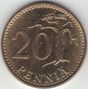 Finlandia 20 pennia 1989 - 22 mm - nr 1