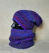 Zestaw kolorowy czapka smerfetka beanie komin