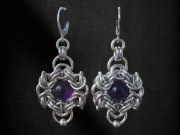 Kolczyki z ciemnym ametystem | gotycki styl witchcore 5cm cyber witch