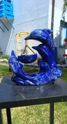 Ceramiczna figurka delfina w kolorze kobaltu, dyfuzor olejowy 