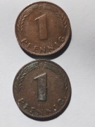 Zestaw 8 x 1 Pfening 1948-1949 / Duety Mennic D ,F, G, J / B D L