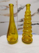 Wazoniki buteleczki ozdobne żółte szkło para