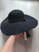 nowy OVS 58 kapelusz 100% wełna czarny wełniany elegancki damski