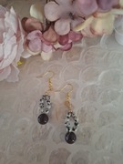 Kolczyki handmade srebro z naturalnych kamieni granat jaspis dalmatyński 