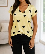 Żółty t-shirt serca M 