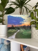 Obraz olejny wieczorny krajobraz