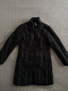 Czarna elegancka długa kurtka zimowa puchowa puchówka z wełną Per Una 36