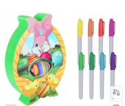 ZESTAW DO DEKORACJI JAJEK WIELKANOCcZ WIRÓWKA DLA DZIECI Z PISAKAMI.