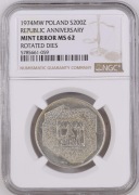 200 zł - 1974 - XXX Lat PRL - Mapka - NGC Mint Error MS62 - Destrukt