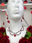 Komplet biżuterii handmade z koralików serce prezent walentynki