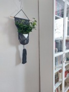 UP Kwietnik makrama wiszący na ścianie ze sznurka Romb Grafit Szary nr13