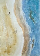 Sezon się skończył. Plaża Pomorie originally akwareli A4