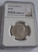 5zł - Głowa Kobiety - 1933 NGC AU 50