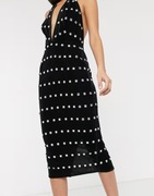 Czarna wieczorowa Sukienka midi dekolt typu halter Asos