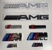 Emblematy Audi S-line, BMW M-Pakiet, Mercedes AMG