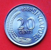 20 Centów  1980 r  -  Singapur  Marlin    Piękny stan  !!