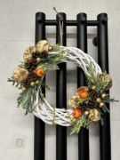 Wianek wiklinowy szary 25 cm świąteczny