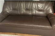 Sofa z ekoskóry, brązowa, 3-osobowa