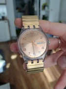 zegarek swatch new gent 41mm brokatowy różowe złoto 