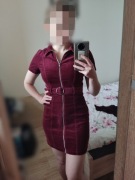 Sztruksowa bordowa burgudnowa dopasowana sukienka mini H&M rozmiar M