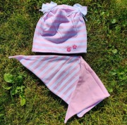 Polski cudny komplet bawełniany,czapka + chustka dwustronna,r. 2-4 lata