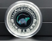 AUSTRALIAN OPAL LUNAR MOUSE 1oz SILVER PROOF COIN +OPAL/UNIKAT!!!