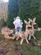 Renifery Sanki sanie drewniane dekoracje ogrodowe Zestaw 