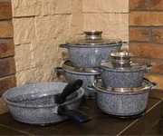 Garnki marmurkowe 12 el szare lub czarne