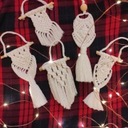 Ozdoby choinkowe BOHO 10szt sznurkowe makrama biał