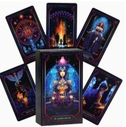 Kolekcjonerskie neonowe karty tarota Oracle z fluorescencyjnym motywem 