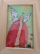 Aniolek .obraz malowany na szkle.