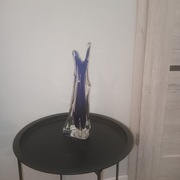 wazon szklany przeźroczysto - granatowy wys. 38cm