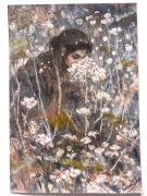 Tomasz Pukszta – obraz technika mieszana – dziewczyna w kwiatach 