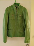 Zielona kurtka skórzana Cabrini, skóra naturalna, r. 38 M, oliwkowa