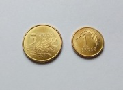 5 groszy + 1 grosz w stanie UNC