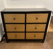 KOMODA BLACK ZŁOTE SZUFLADY