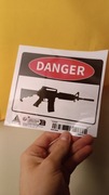 DUŻA naklejka Danger Broń Palna Karabin 15 x 11 cm
